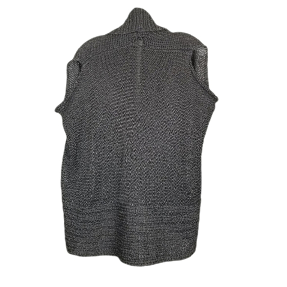 Club Monaco Gray Metallic Open Front Cardigan Sleeveless Vest Open Knit Size XS - Picture 2 of 11